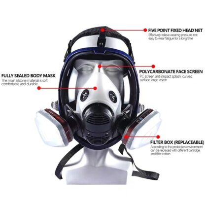 6800 17 in 1 Chemical Gas Mask Dust Respirator Anti-Fog Full Face Mask Filter For Industrial Acid Gas Welding Spray Paint Insecticide - Image 3