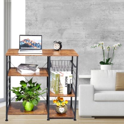 3-Tier Kitchen Microwave Oven Storage Rack Baker Stand Storage Cart Baking Shelf Brown - Image 4