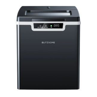 BlitzHome BH-IM2 Automatic Countertop Ice Maker LED Touch Control 7-15mins Fast Icing Ice Maker with Self-cleaning Function, Bullet-shaped Ice Cubes Design - Black