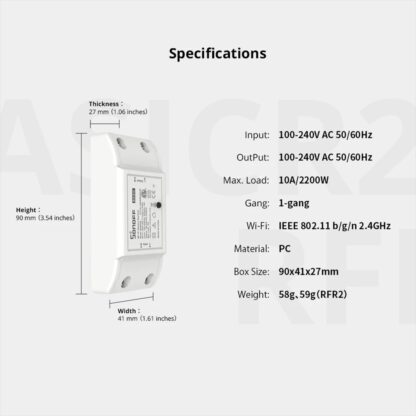 SONOFF RFR2 Upgrated RF 433Mhz + WiFi Wireless Smart Switch for eWelink APP Automation Modules Work with Alexa Google Home - Image 3