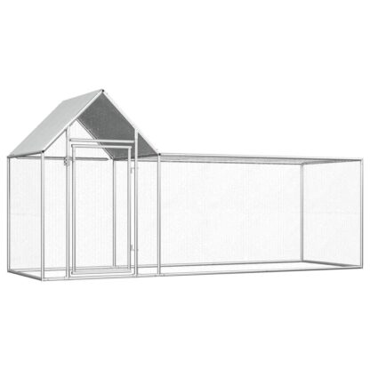 [EU Direct] vidaxl 144554 Outdoor Chicken Coop 3x1x1.5 m Galvanised Steel House Cage Foldable Puppy Cats Sleep Metal Playpen Exercise Training Bedpan Pet Supplies