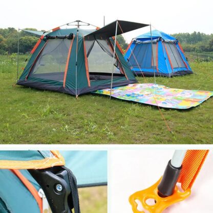 Outdoor Automatic Tent 4 Person Family Tent Picnic Traveling Camping Tent Outdoor Rainproof Windproof Tent Tarp Shelter - Silver - Image 3