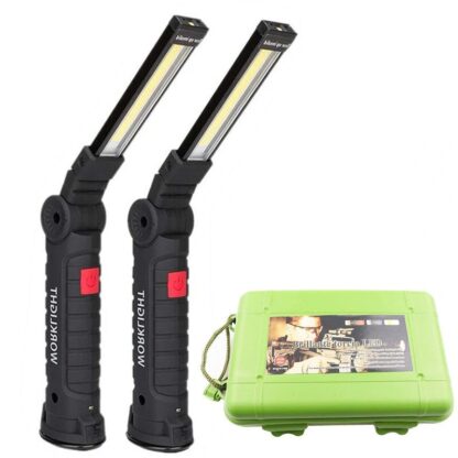 [Built-in 18650 Battery] Bikight COB LED Multi Function Folding Work Light Set USB Rechargeable LED Flashlight USB Cable Car Charger Battery Charger - Set 1