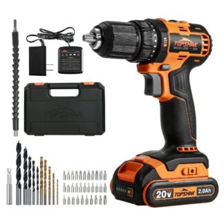 TOPSHAK TS-ED4 20V 13mm Brushless Electric Drill 45N.m Torque 0-1650RPM Variable Speed W/1pc Battery EU/US Plug and 43pcs Accessories - US Plug