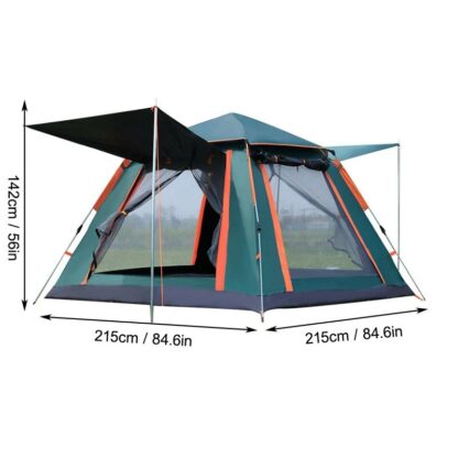 Outdoor Automatic Tent 4 Person Family Tent Picnic Traveling Camping Tent Outdoor Rainproof Windproof Tent Tarp Shelter - Silver - Image 4