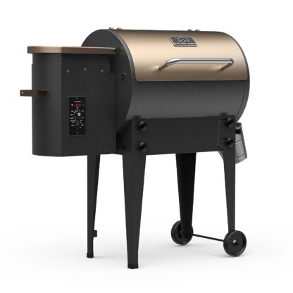 HiMombo 8 in 1 BBQ Gril Wood Pellet Grill and Smoker with Extendable Equipped Foldable Table Legs & Cover Auto Temperature Control for outdoor BBQ Smoke - Black - Image 3