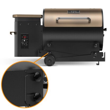 HiMombo 8 in 1 BBQ Gril Wood Pellet Grill and Smoker with Extendable Equipped Foldable Table Legs & Cover Auto Temperature Control for outdoor BBQ Smoke - Black - Image 4