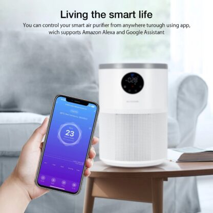 BlitzHome BH-AP2501 Air Purifier Smart WiFi and PM2.5 Monitor H13 True HEPA Filter Filtration System Cleaner Odor Eliminators Ozone Free Remove 99.97% Pet Allergies Smoke Dust Auto Mode Alexa & Google Home Control - US Plug - Image 3