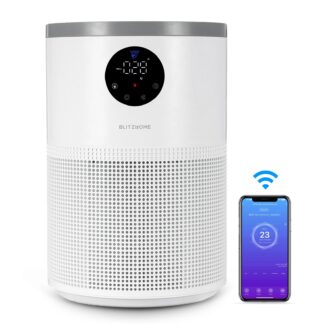 BlitzHome BH-AP2501 Air Purifier Smart WiFi and PM2.5 Monitor H13 True HEPA Filter Filtration System Cleaner Odor Eliminators Ozone Free Remove 99.97% Pet Allergies Smoke Dust Auto Mode Alexa & Google Home Control - US Plug