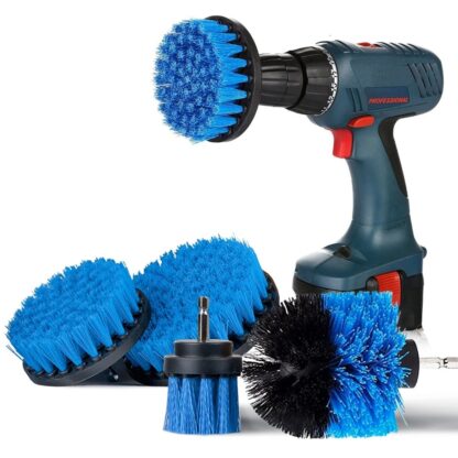 SAFETYON 4 Pieces Drill Brush Attachment Electric Drill Brushes for Cleaning Pool Tile Flooring Brick Ceramic Marble Grout Bathroom Car - Blue