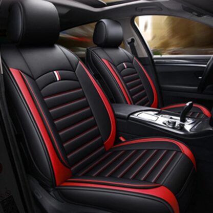 Universal Car Front Seat Mat Covers PU Leather Breathable Cushion Pad - Black