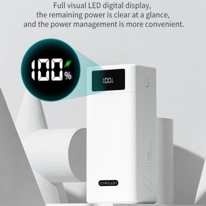Teclast A60 Pro 22.5W 57000mAh Power Bank PD QC3.0 SCP FCP AFC Fast Charging 2 Input & 4 Output LED Display External Power Supply for iPhone 12 Pro Max for Samsung Galaxy Note S20 Ultra Huawei Mate 40 OnePlus 8 Pro - Black - Image 2