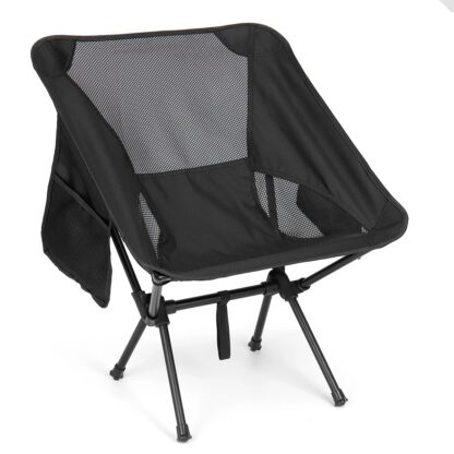 Outdoor Camping Chair Portable Folding Chair Beach Hiking Picnic Seat Fishing Tools Chair with 2 Storage Bags - Black - Image 4