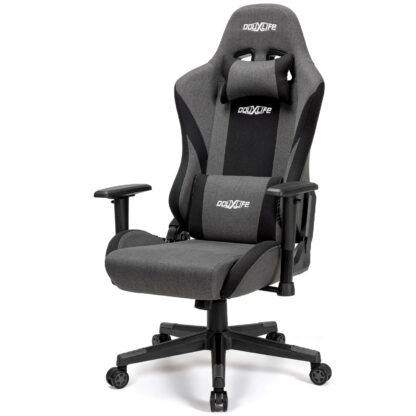 Douxlife® GC-RC04 Linen Gaming Chair Ergonomic High Back Design Fabric Computer Chair Reclining with Premium Breathable Cloth Cushion and Headrest + Lumbar Support 2022 - Image 2