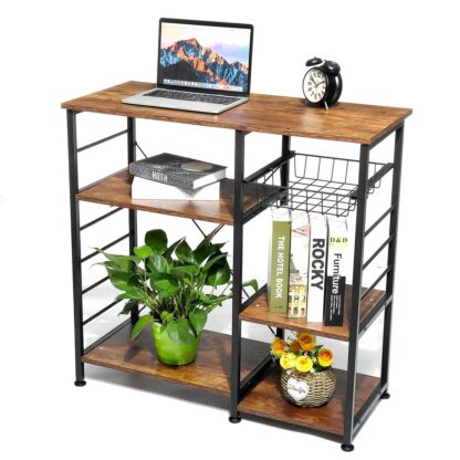 3-Tier Kitchen Microwave Oven Storage Rack Baker Stand Storage Cart Baking Shelf Brown - Image 3