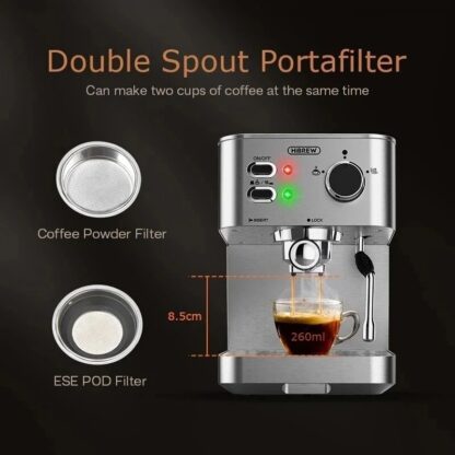 HiBREW H10 Powder/Pod dual-use Coffee Espresso Maker 20Bar Espresso Coffee Machine Inox Case Semi Automatic - EU - Image 3