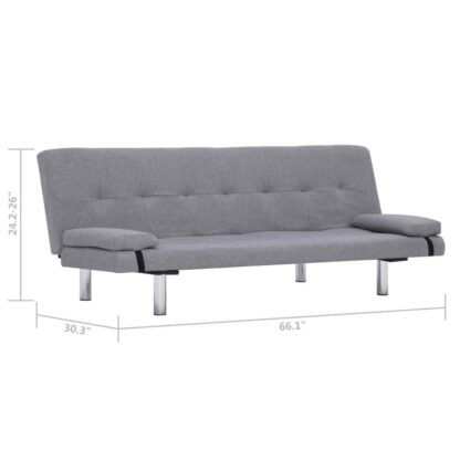 (US Direct) VidaXL Folding Sofa Bed with Two Pillows Light Gray Fabric - Image 5