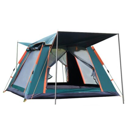 Outdoor Automatic Tent 4 Person Family Tent Picnic Traveling Camping Tent Outdoor Rainproof Windproof Tent Tarp Shelter - Silver - Image 2