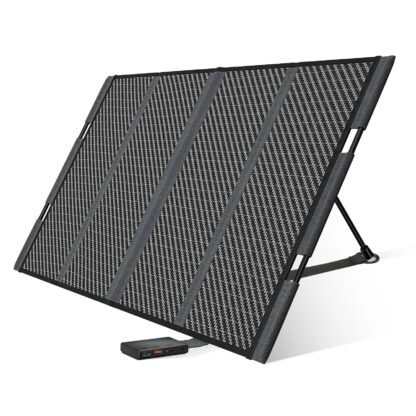 Foursun 18V 100W（150W Peak） Portable Solar Panel for Power Station Foldable Shingle IP67 Waterproof Independent Support Rod for Solar Generator Power Bank 12V Car Battery