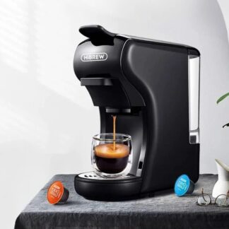 HiBREW H1A 3 IN 1 Expresso Coffee Machine Compatible with Dolce Gusto Ground Coffee 220V-240V 1450W Fast Heating Auto Power Off - Black EU Plug