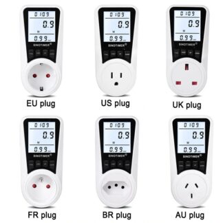 SINOTIMER DDS109L EU/US/UK/FR/AU AC 110V/220V Plug Socket Digital Wattmeter Meter Power Consumption Watt Energy Meter KWh Electricity Analyzers Monitors with Backlight - EU Plug