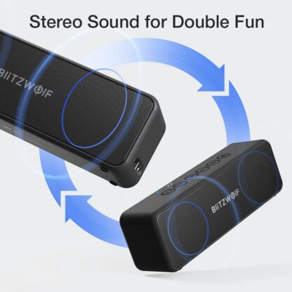BlitzWolf® BW-WA4 30W Wireless Speaker Portable bluetooth Speaker Double Drivers Bass TWS Stereo IPX6 Waterproof TF Card AUX Outdoors Speaker - Black - Image 4
