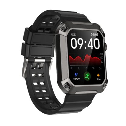 Rogbid S2 5ATM IP69K Waterproof 1.83 inch HD Screen bluetooth Call Heart Rate Blood Pressure SpO2 Monitor Fitness Tracker Outdoor Rugged Smart Watch - Black