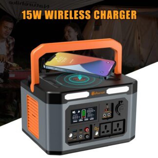 Foursun 1500W（3000W Peak） Portable Power Station 1598.4Wh with 2 AC Outlets Wireless Charge 65W PD Solar Generator for Home Backup Emergency Outdoor Camping - US Plug