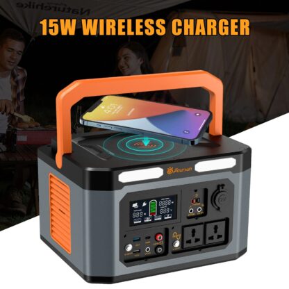 Foursun 1500W（3000W Peak） Portable Power Station 1598.4Wh with 2 AC Outlets Wireless Charge 65W PD Solar Generator for Home Backup Emergency Outdoor Camping - US Plug