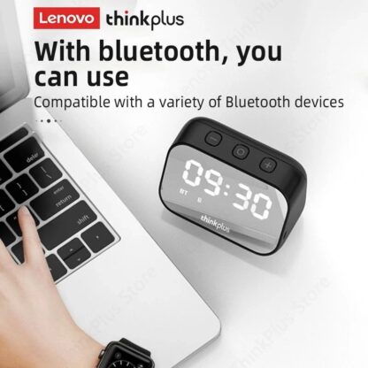 Lenovo thinkplus TS13 Speaker Alarm Clock Mirror Wireless Bluetooth Speaker LED Digital Stereo Desktop - Black - Image 4